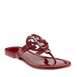 Tory Burch Miller Thong Sandal Red Patent Leather Flat Dark Redstone Flip Flop 9